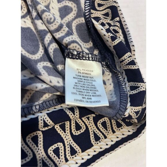 JM Collection Women’s Size XL Navy Blue Printed Design Round Neck Short Sleeve B - Picture 6 of 11